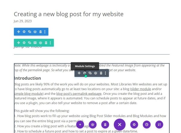 screenshot of the Divi builder Front end editor