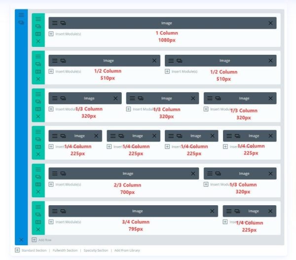 Dividing rows into different sized modules