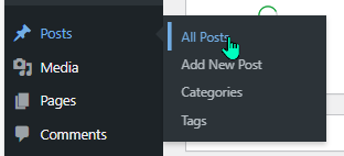 screen shot wordpress posts menu select all posts