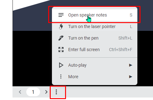 open view speaker notes on embedded google slides