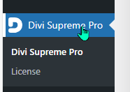 computer screenshot of divi supreme pro menu link in wordpress dashboard menu