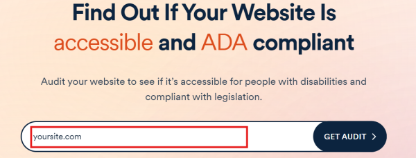 screenshot of accessible.com/acessscan page with field for entering website URL for scanning outlined in red