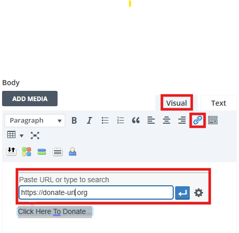 Showing how to add a text link in Divi