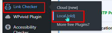 detailed screenshot of the location of the Broken Link Checker plugin settings on a WordPress dashboard.