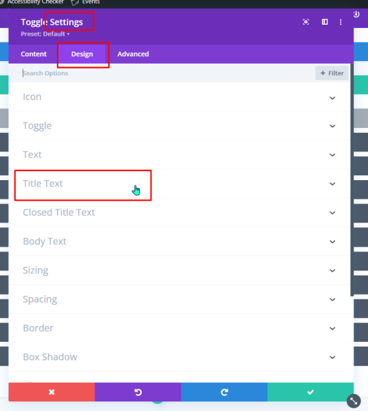 Divi module settings interface with highlighted 