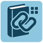 LEANWI Link Manager logo. Icon of a book with a chain link overlay on a blue background.