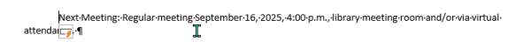 Screenshot of text selection in a Word document showing a properly indented piece of text using the tab key.