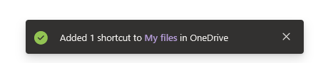 Screenshot of the confirmation pop-up for adding a SharePoint shortcut to OneDrive