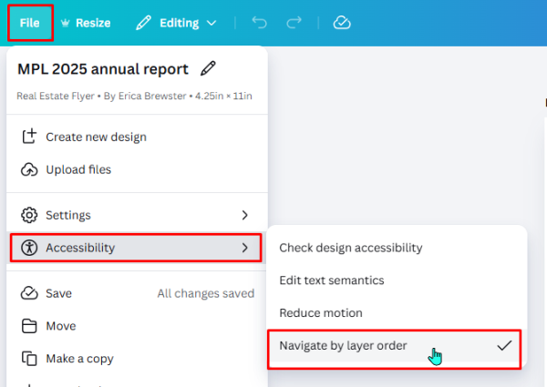 Screenshot of a Canva showing the 